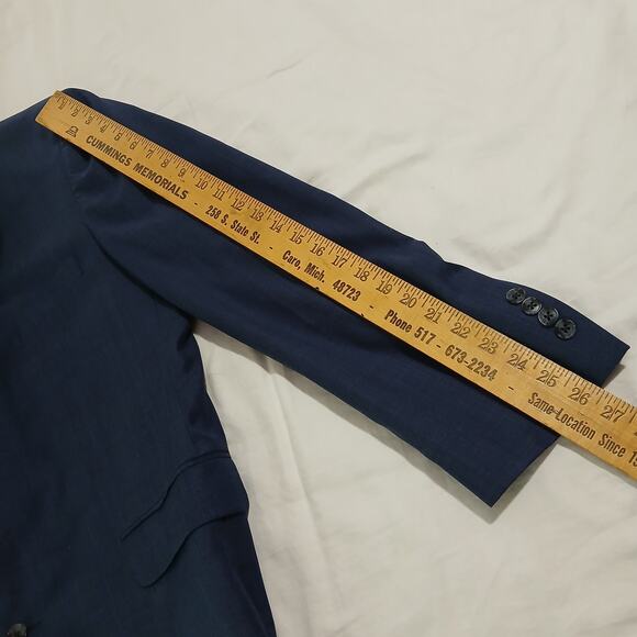 Jos.A.Bank Traveler 48 Long !00% wool tailored fit deep blue Men's blazer lined - Picture 12 of 14